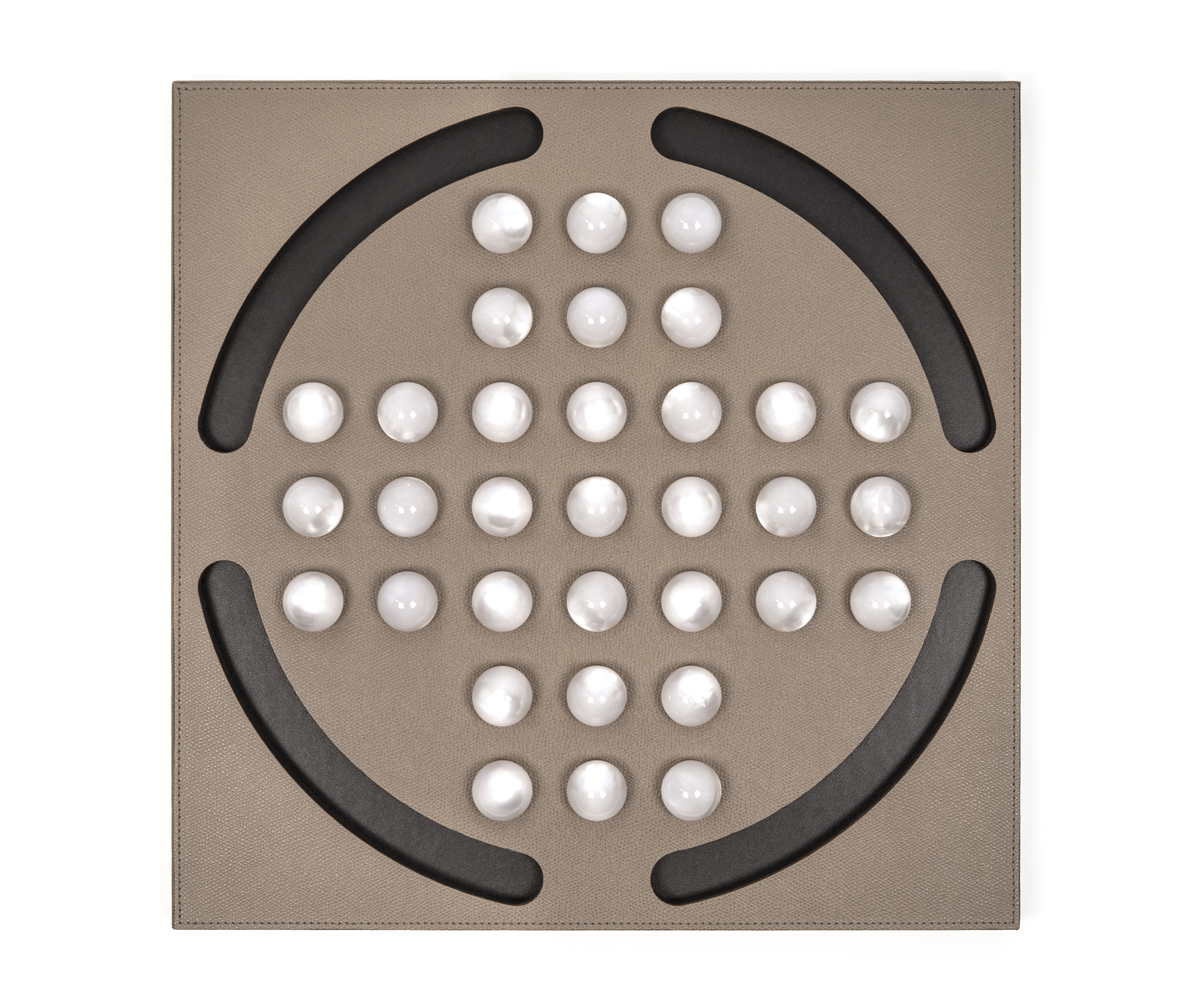 Пасьянс «Колышек» с жемчужными пешками - 39X39XH2,5 см / зернистая кожа_лимон Pinetti 00.1023.029.095 - Вид №2