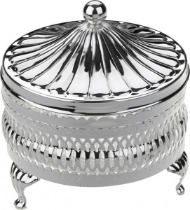 10611742 Queen Anne Сахарница круглая с крышкой Queen Anne 11см, сталь, стекло, посеребрение Сталь нержавеющая с посеребрением, стекло