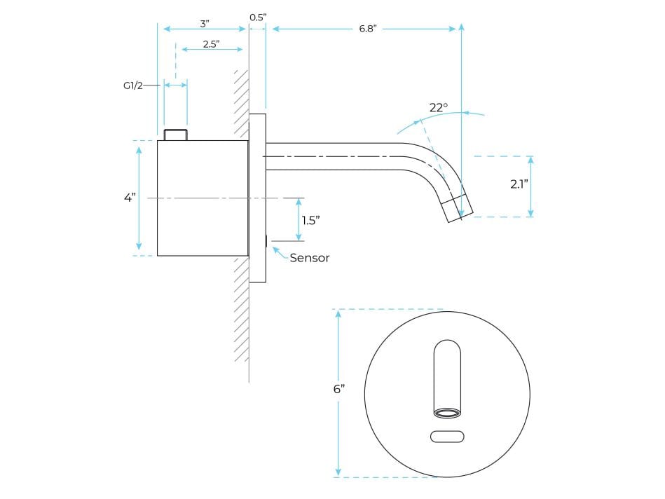 Никель однорычажный настенный инфракрасный смеситель для раковины Fontana Showers BRAVAT ARCH-00125773 - Вид №3