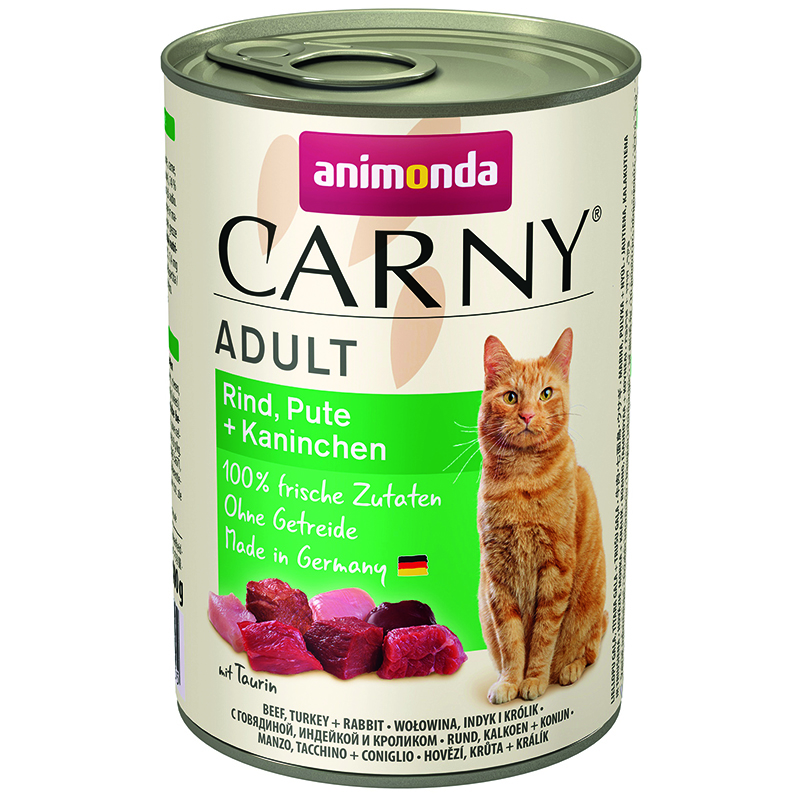 ПР0045432 Корм для кошек Carny Adult говядина, индейка, кролик конс. 400г Animonda 