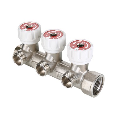 VTc.570.N.0502 Коллектор c регулирующими вентилями Valtec 3/4", 2 х 1/2" 