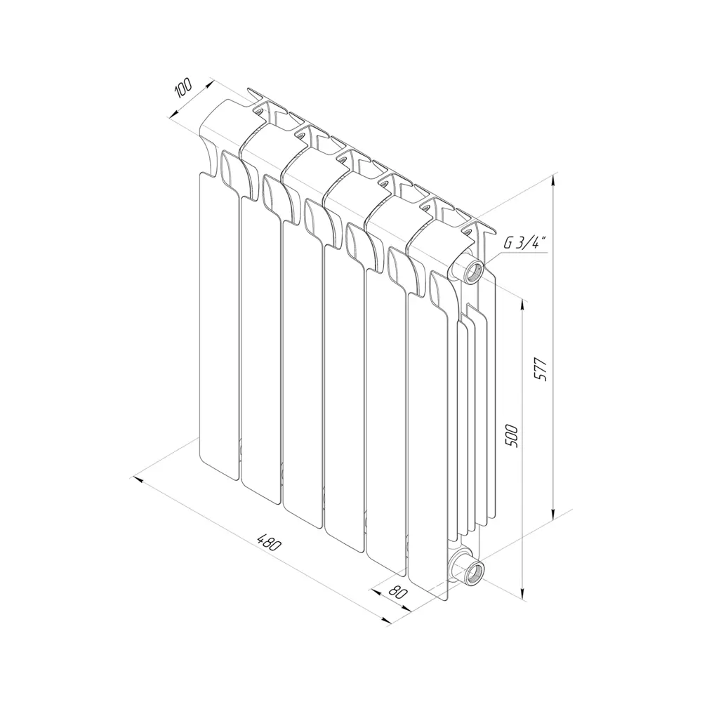 Радиатор секционный Rifar Monolit M50006RAL5024 500/100 6 секций боковое подключение биметалл голубой 82560829 STLM-2162954 - Вид №4