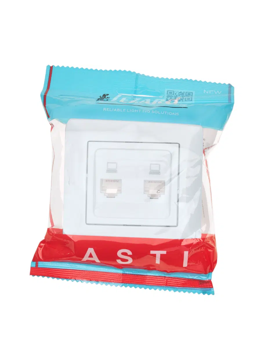 ASTI Розетка компьютерная двойная белая LEZARD 7081-0202-141
