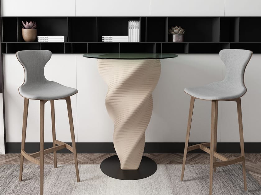 Круглый стол из дерева и стекла MYWOODREAM LOKY ARCH-00008964