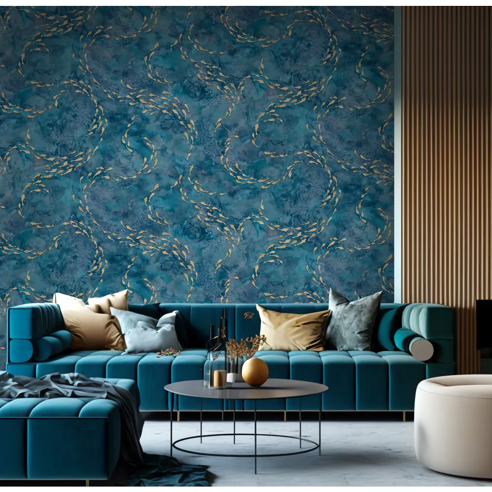 Обои флизелиновые Wallsecret Caribs синие 1.06 м 8766-27 STLM-2111046 - Вид №4