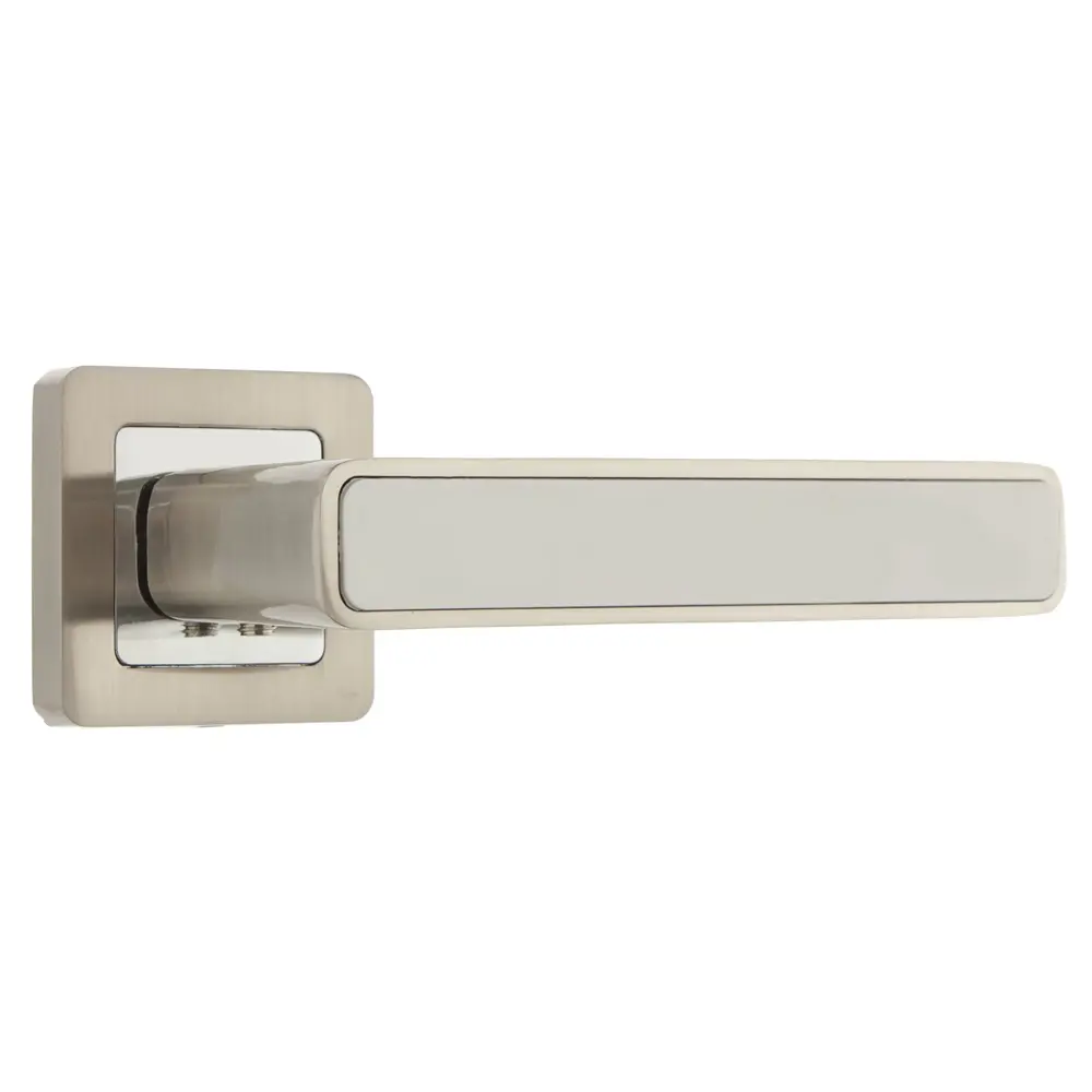 Ручка дверная на розетке MARS QR/HD SN/WH-19, цвет матовый никель/белый PUNTO STLM-2104834