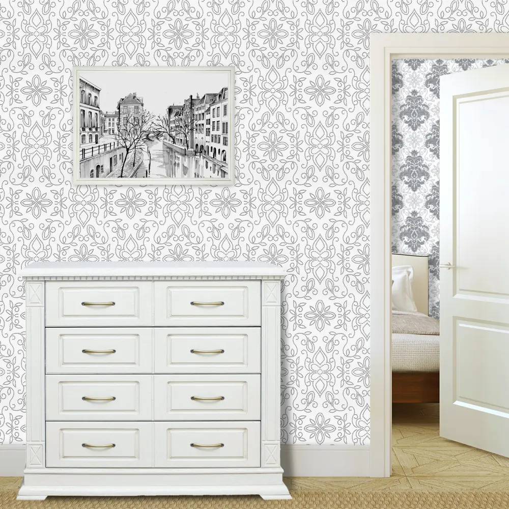 Обои флизелиновые Вензель белые 1.06 м 1117-22 Santreyd STLM-2080437 - Вид №3