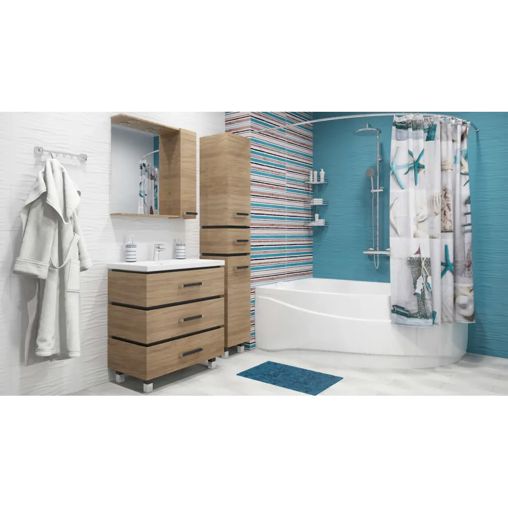 Коврик для ванной комнаты Grampus 45х65 см цвет синий STLM-2134744 - Вид №4