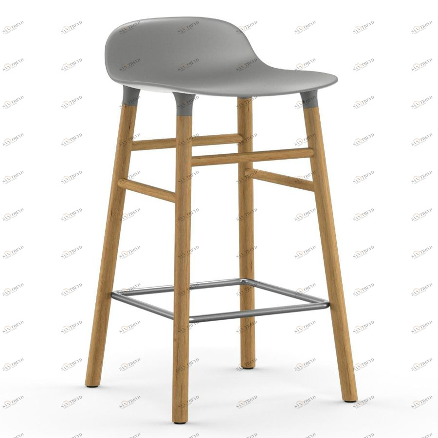Барный стул Form с ножками из дуба 65 см, серый Normann Copenhagen 602781