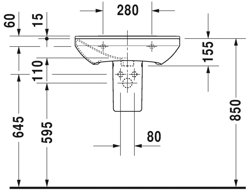 2331600030 Подвесная раковина настенная овальная Duravit P3 Comforts - Вид №5