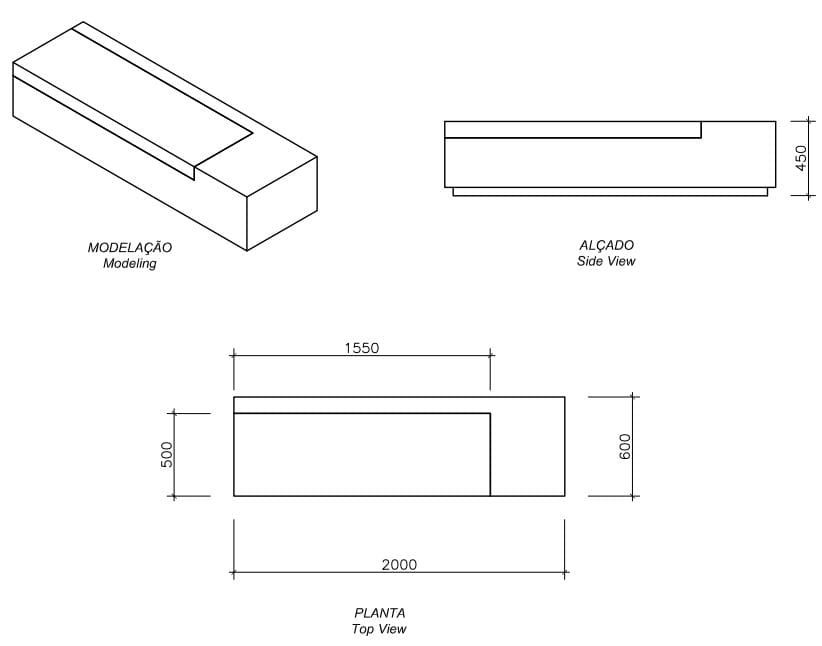 Бетонная скамья без спинки amop LC ARCH-00019616