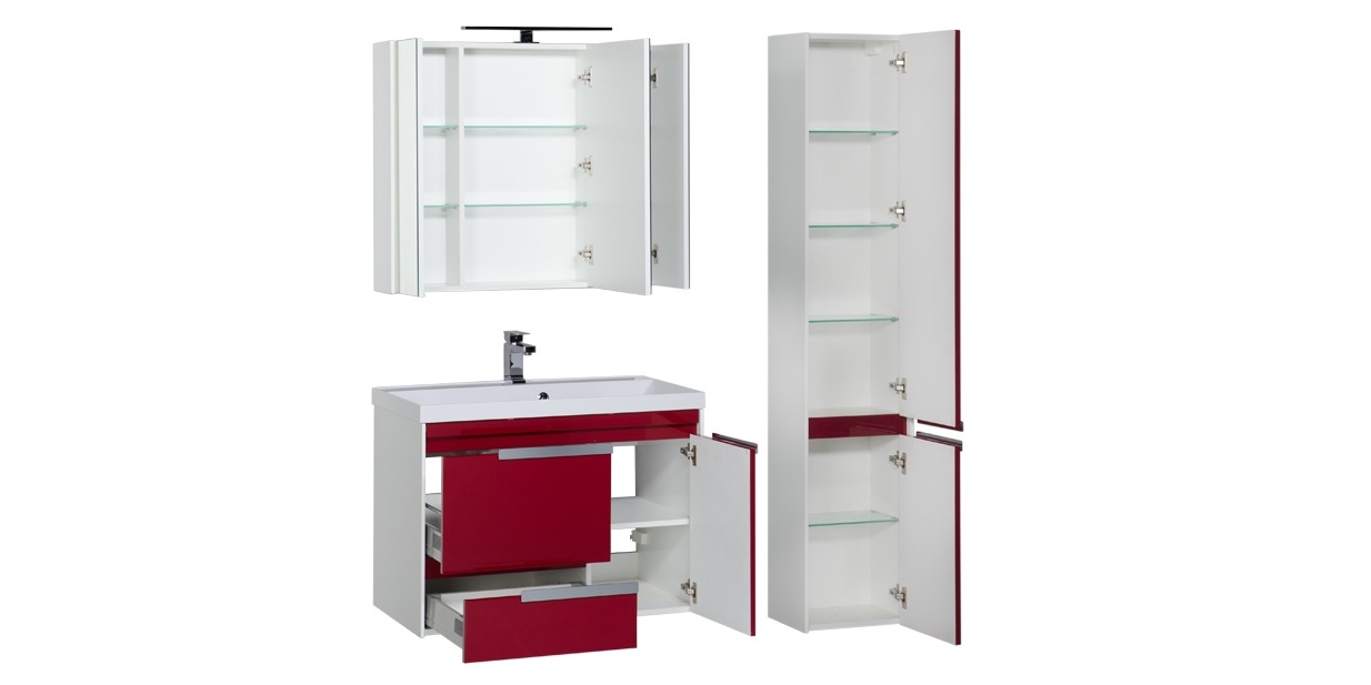 Комплект мебели Aquanet Тиволи 90 бордо 00180566 - Вид №2