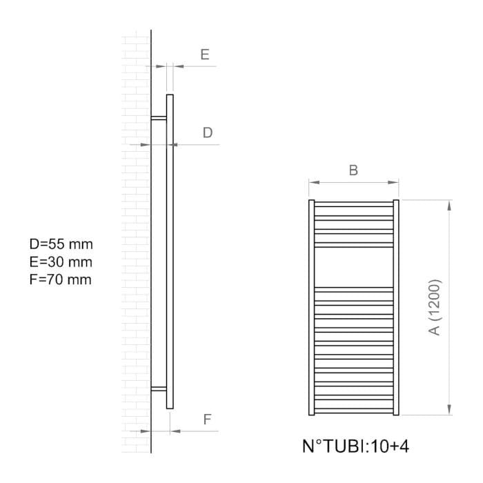 Настенный стальной полотенцесушитель с горячей водой Ercos Square ARCH-00113034 - Вид №14