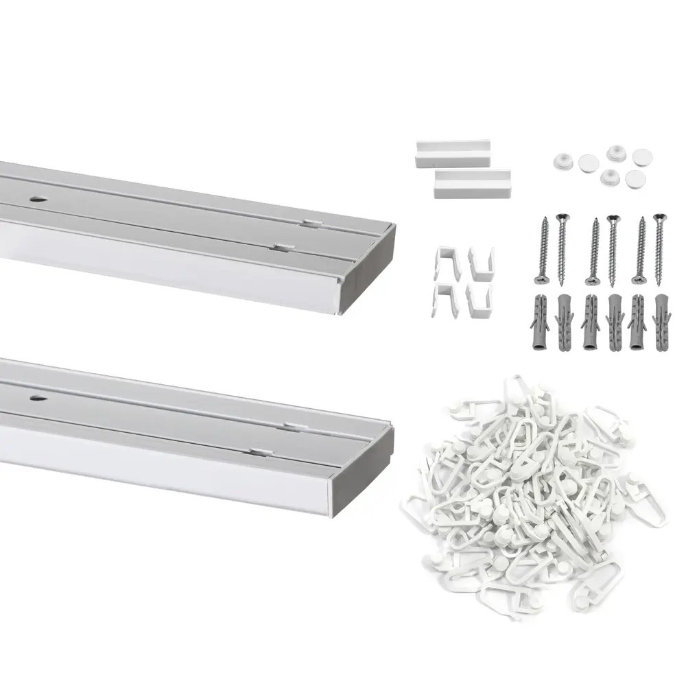 Шинный карниз в наборе двухрядный Kreaforta 480 см пластик цвет белый STLM-2172224 - Вид №2