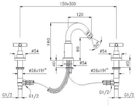 GUGLIELMI Смеситель для биде на 3 отверстия с регулируемым изливом Vera Fcpu58558 - Вид №1