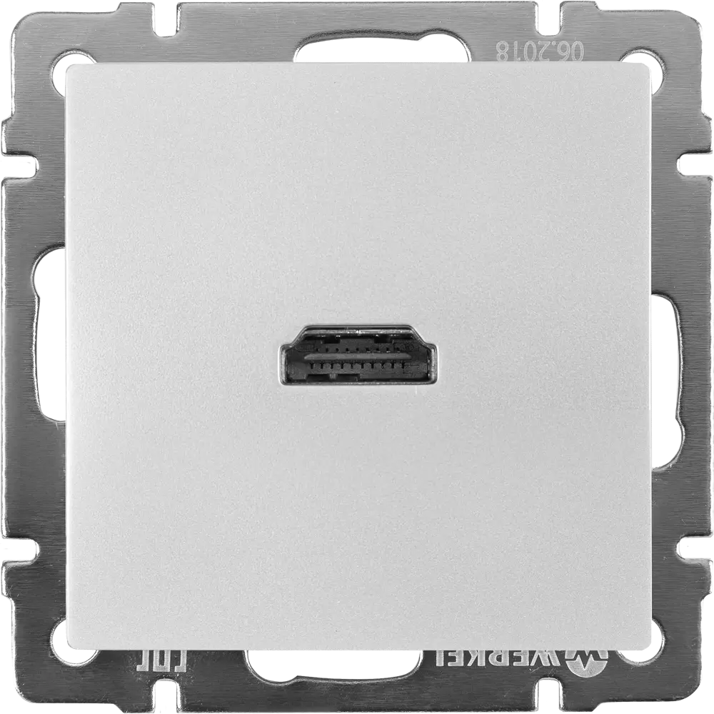 Розетка HDMI встраиваемая Werkel, цвет серебряный Встраиваемые механизмы STLM-2116635