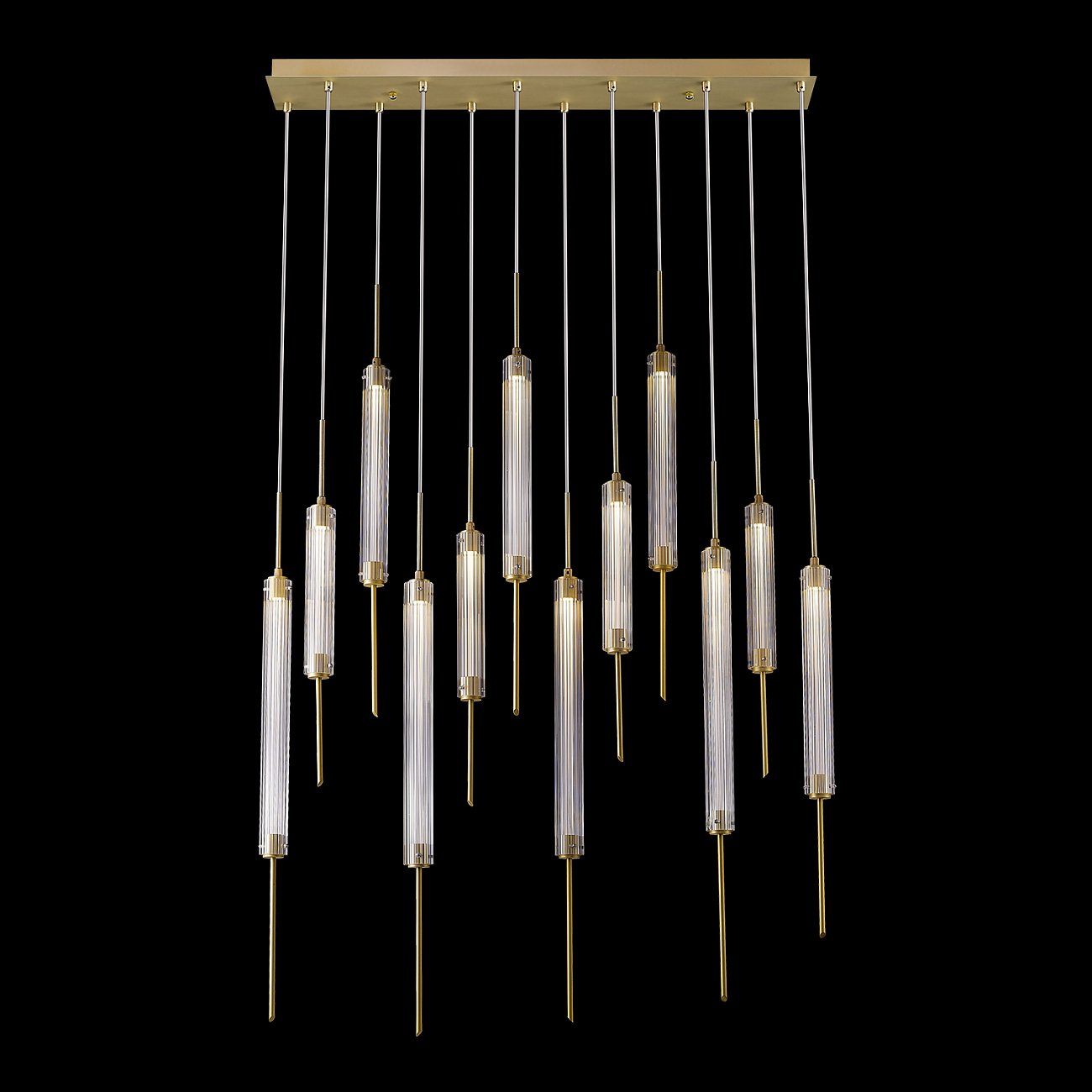 Светильник подвесной на 12 ламп 160х100 см латунь Delight Collection PR98041-12 brass DELIGHT COLLECTION ДИЗАЙНЕРСКИЕ 00-3882375 Золото;прозрачный  - Вид №1