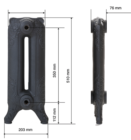 Чугунный радиатор GuRaTec Merkur 470 14 секций 7762 - Вид №4