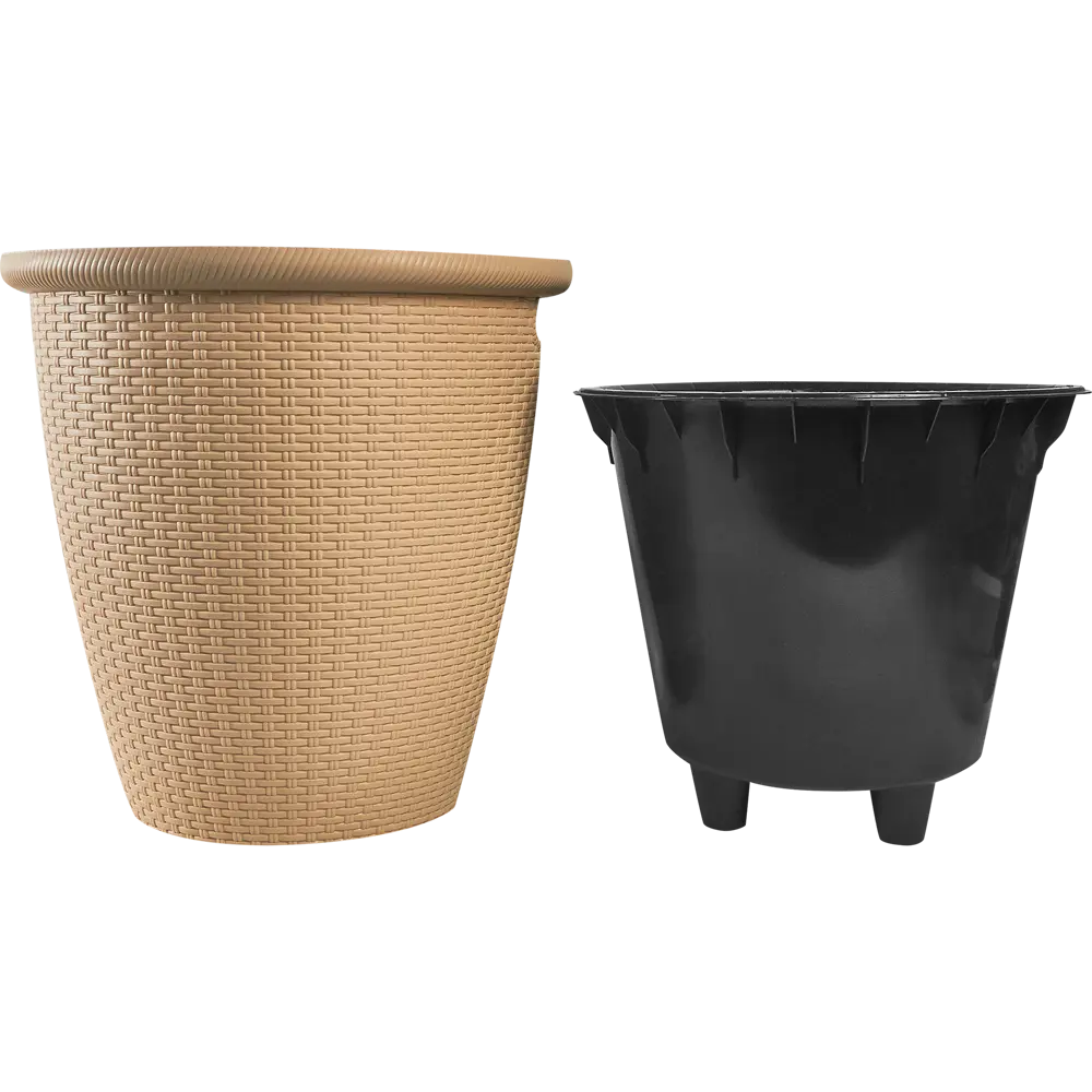 Кашпо для цветов Ingreen Rattan ø38 см v30 л пластик бежевый STLM-2128410 - Вид №1