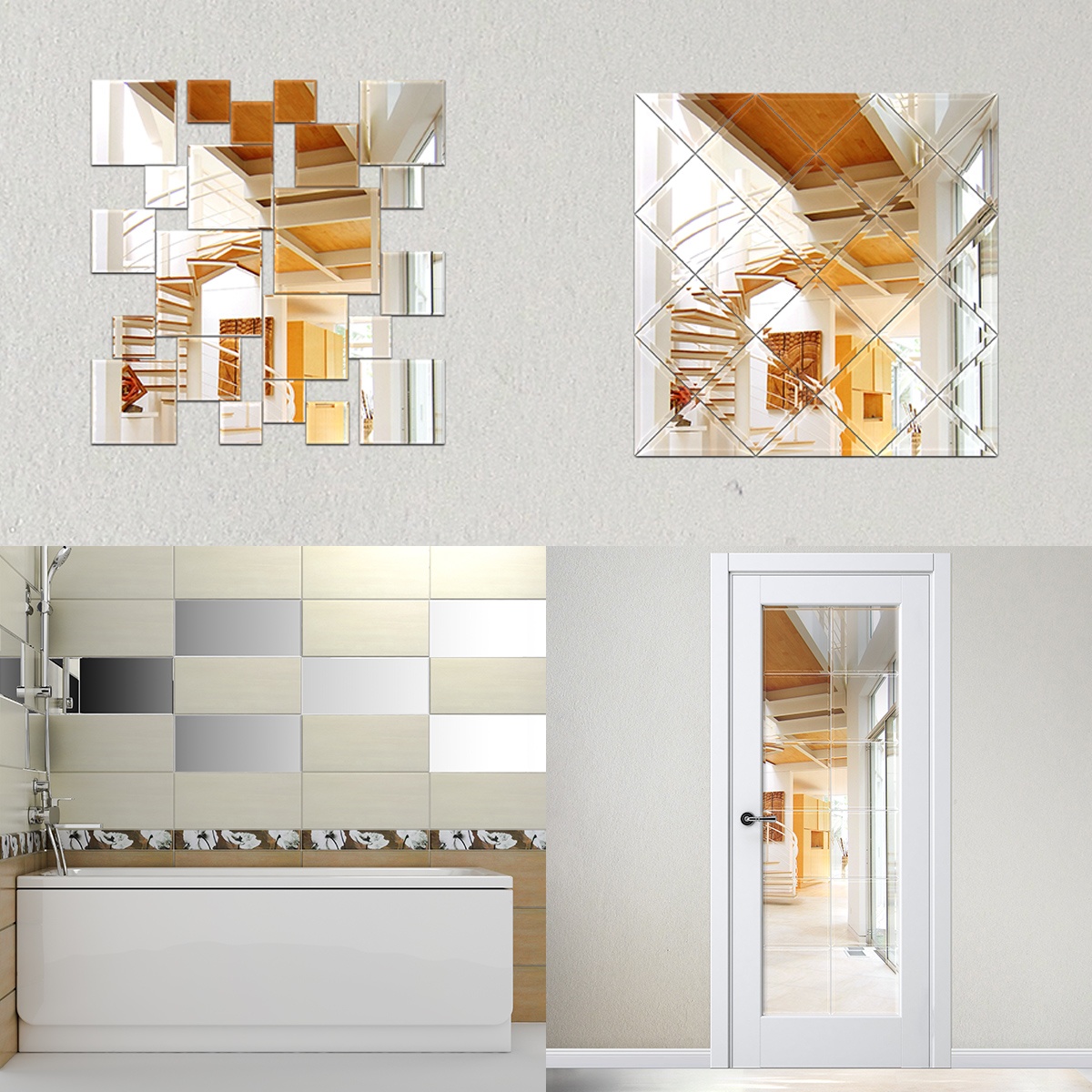 BY 1406 Зеркальная плитка со шлифованной кромкой - комплект 4 шт EVOFORM Reflective - Вид №1