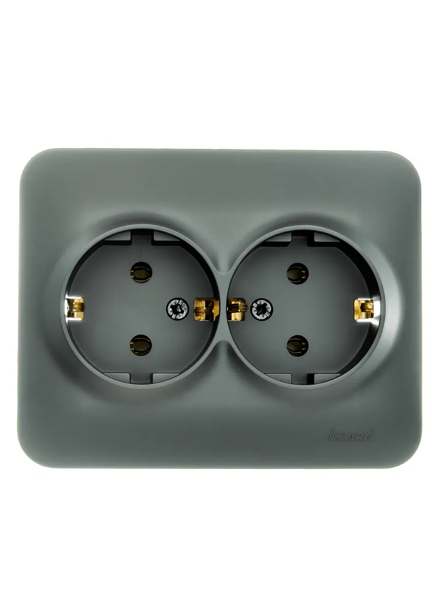 ASTI Розетка двойная с/з ПБТ платина LEZARD 7081-3500-127B