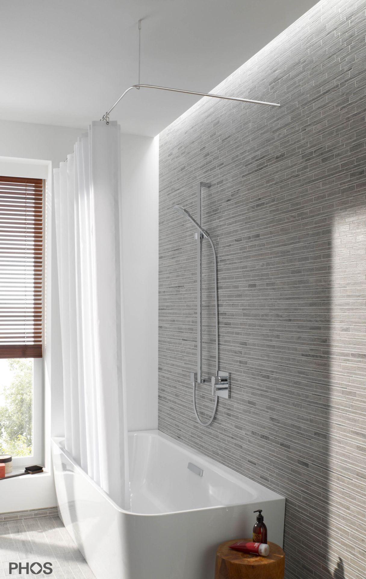 DSE1700-700 Г-образный карниз для душевой занавески, 170 x 70 см, для привинчивания PHOS  - Вид №1