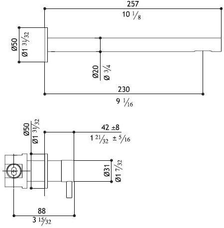 MGS Смеситель для умывальника из нержавеющей стали настенный с аэратором Minimal sun-id-1419095 - Вид №4