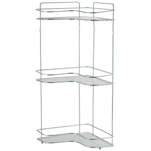 Полка для ванной Swensa угловая трёхъярусная с пластмассовыми вкладышами цвет хром