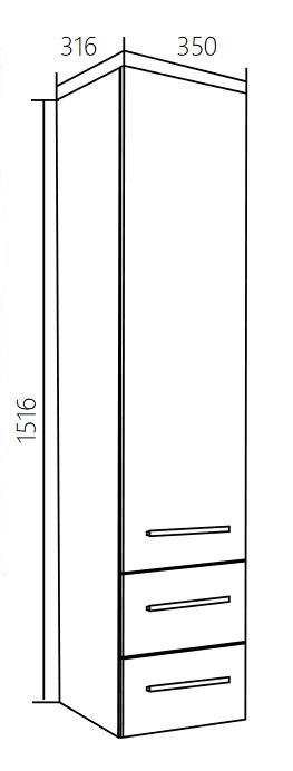 У23256 Шкаф - Пенал Соната 35П, 1д, 2я, Белый глянец 1 Marka Соната  - Вид №11