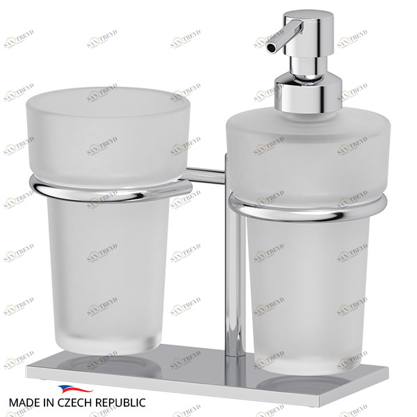 Держатель с матовыми стаканом и дозатором настольный Ellux DOMINO DOM 003-C04 sun-id-561296