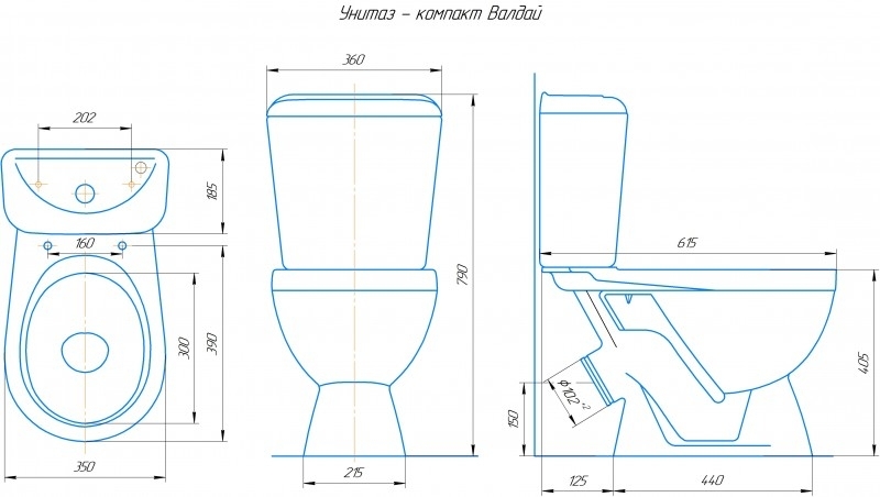Валбай, Унитаз-компакт Компакт унитаз с бачком Белый ROSA ВАЛДАЙ Россия - Вид №1