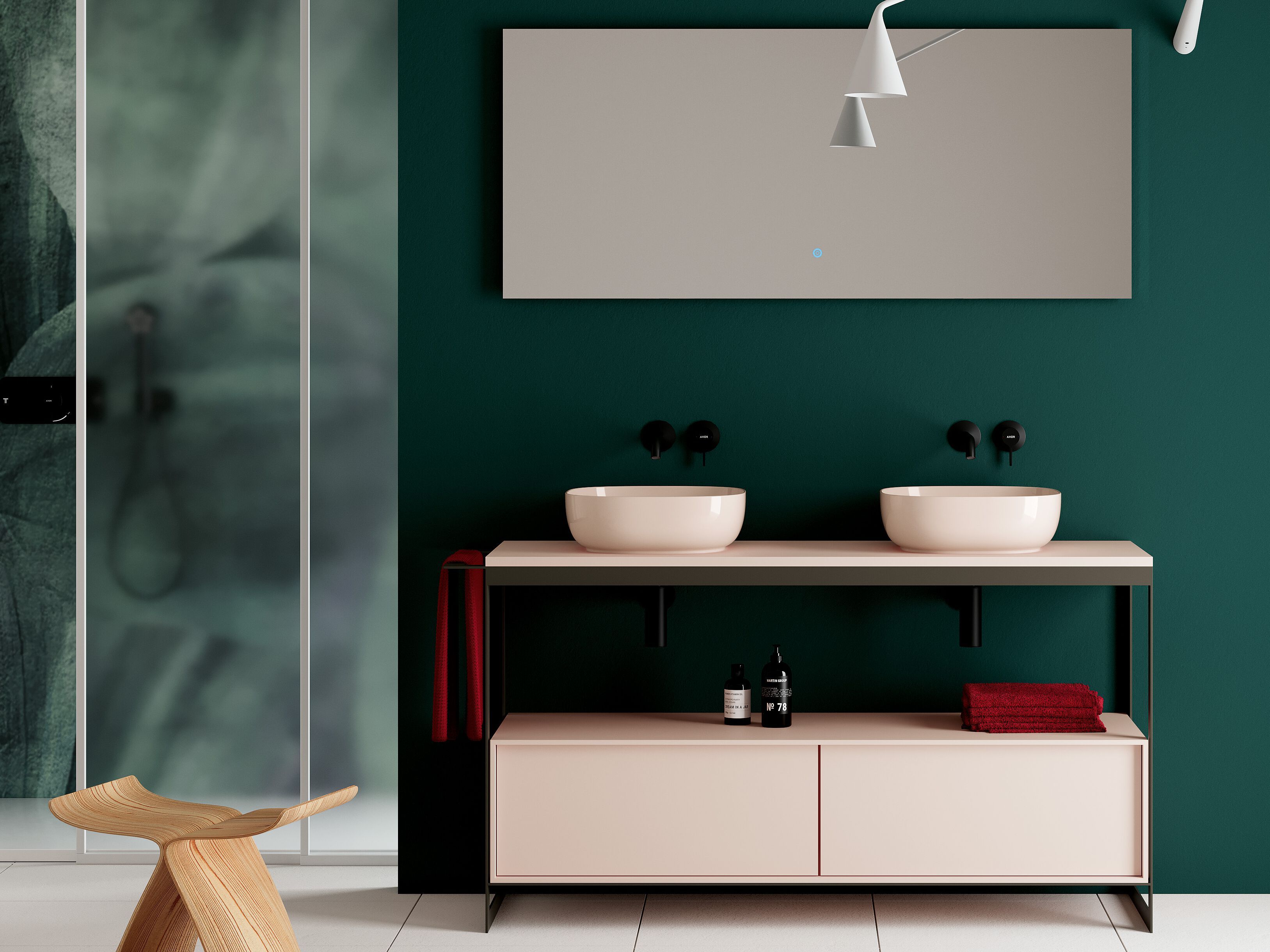 Металлический двойной умывальник с держателем для полотенец Scarabeo Ceramiche ARCH-00032066