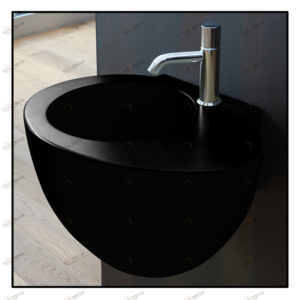 LGLSN Подвесная раковина настенная овальная Ceramica Cielo  черная 