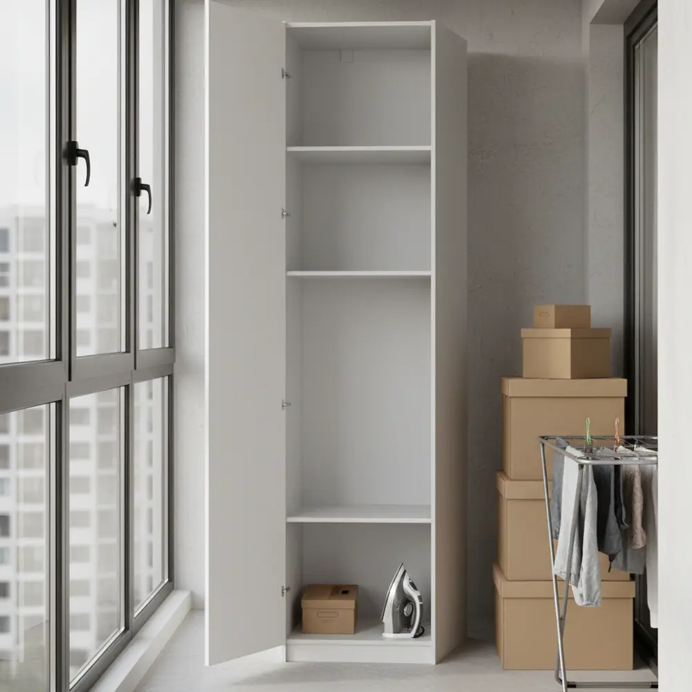 Шкаф распашной Лион белый с  3 полками 60х232,2х54,5 ЛДСП каркас белый Santreyd STLM-2063237 - Вид №1