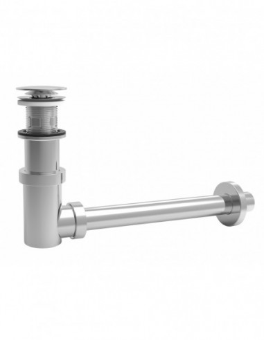 122200 000 00  Универсальный слив со встроенным сифоном Сифонетка для умывальника, двустворчатый клапан Д. 65 мм, латунь и хромированный АБС Valentin Хром  - Вид №1