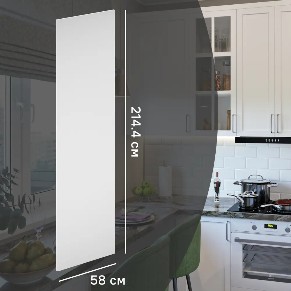 Фальшпанель для кухонного шкафа Ньюпорт 58x214 см KONSENSA МДФ цвет белый Ньюпорт белый STLM-2190882