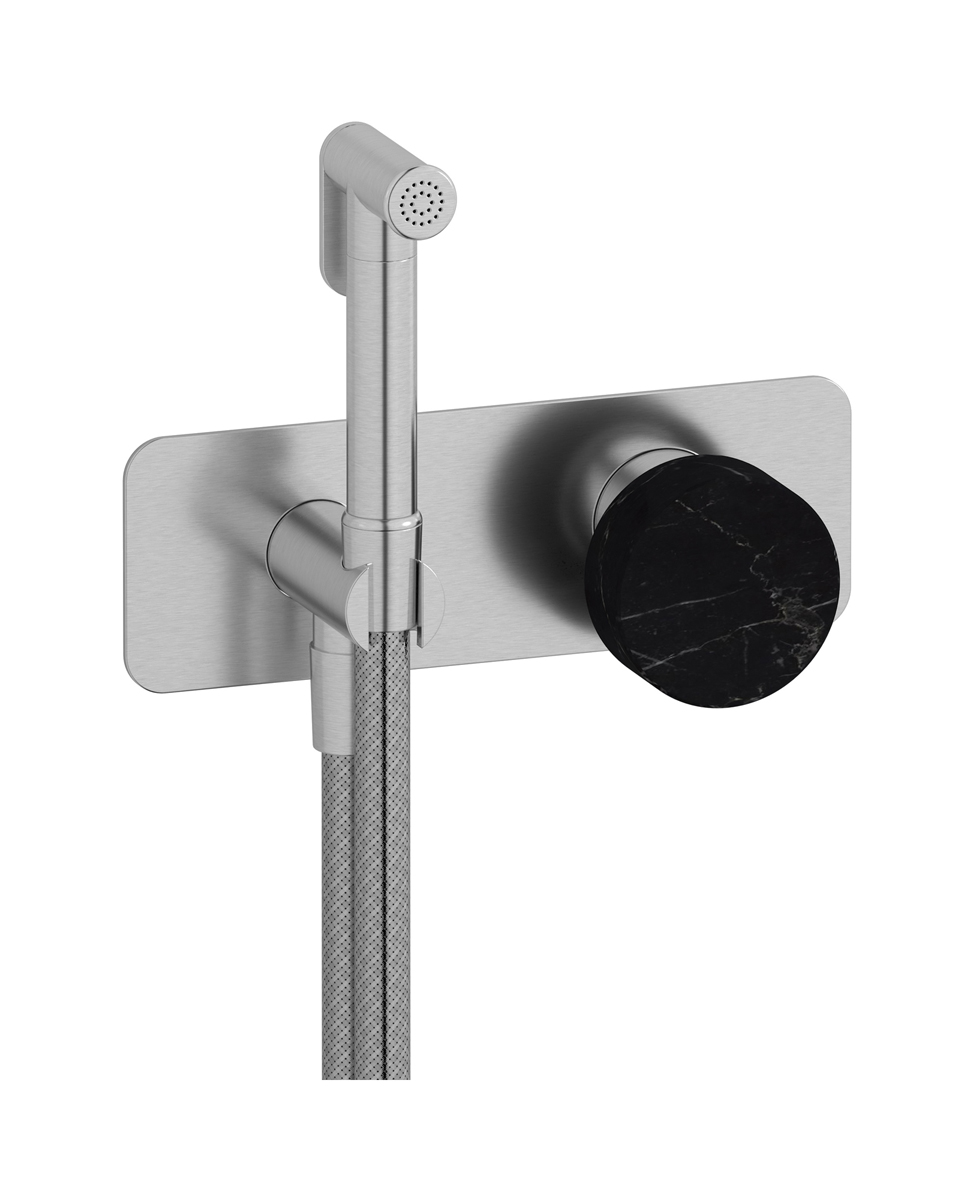 Внешние части гигенического душа со смесителем. WE ARE IB mr706ss_2 Brushed Nickel Marmo