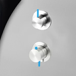 Термостат для душа глянцевая сталь с синей ручкой Toki Radomonte TER52LCIL16