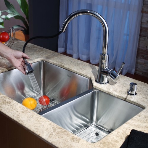 KHU123-32-KPF2220SN-KSD33BN Накладная раковина на столешницу  прямоугольная Krausru  - Вид №7