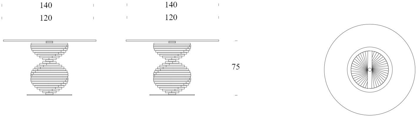 Tonin Casa Круглый стеклянный стол с основанием из массива ореха  T8067  - Вид №3