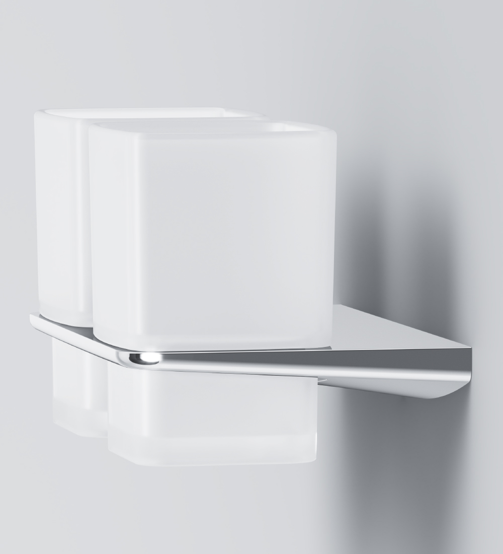 A50A343400 Двойной стеклянный стакан с настенным держателем хром шт AM.PM Inspire 2.0  - Вид №3