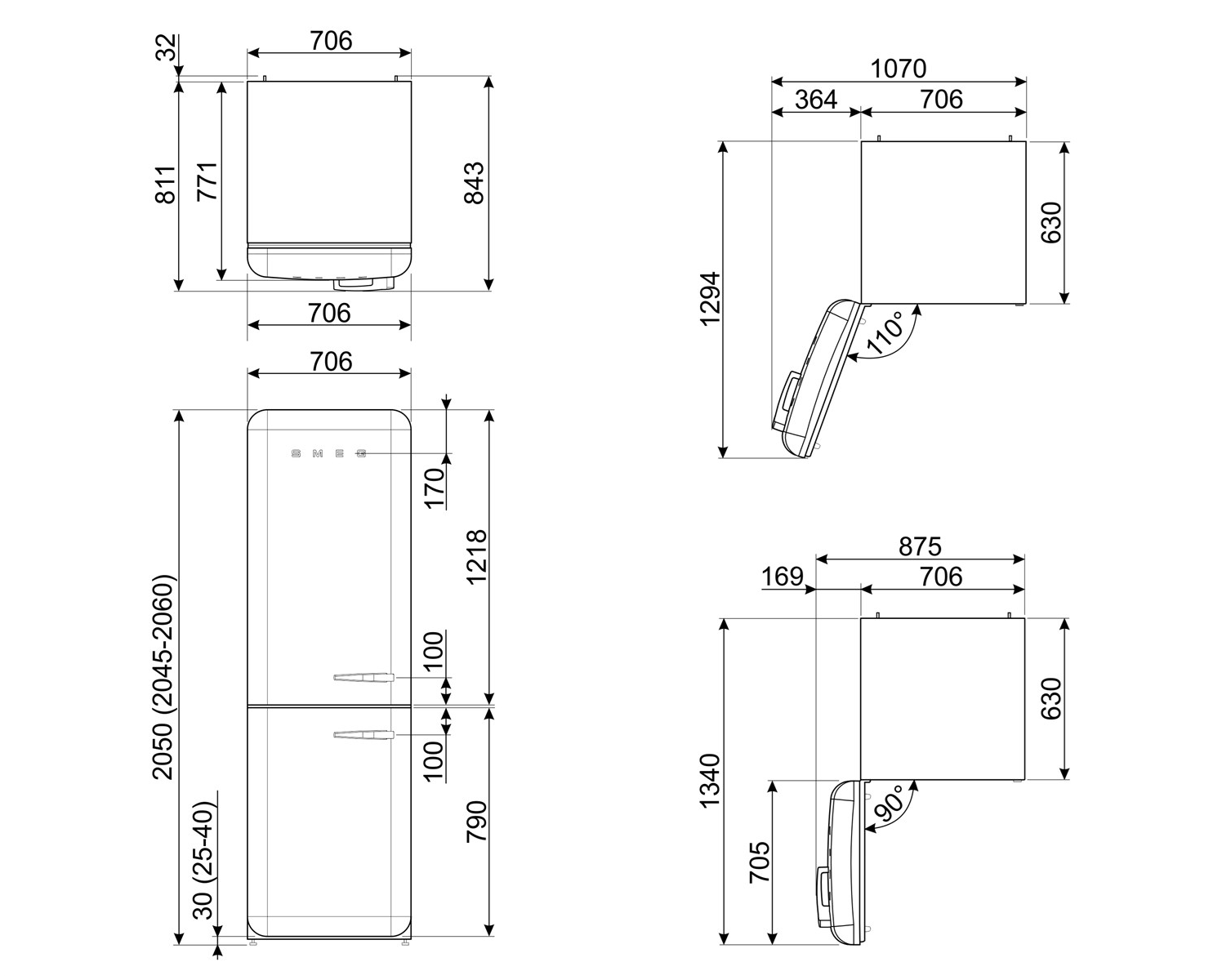 Smeg Комбинированный отдельно стоящий холодильник класса а ++ Smeg 50's style sun-id-1481408 - Вид №10