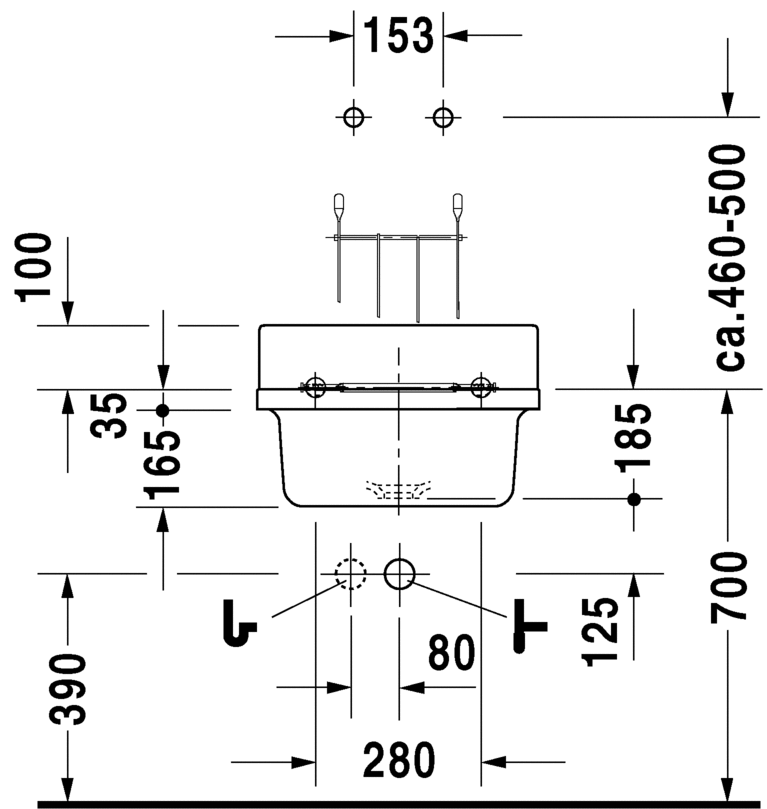 0313480000 Подвесная раковина настенная овальная Duravit Starck 3 - Вид №2