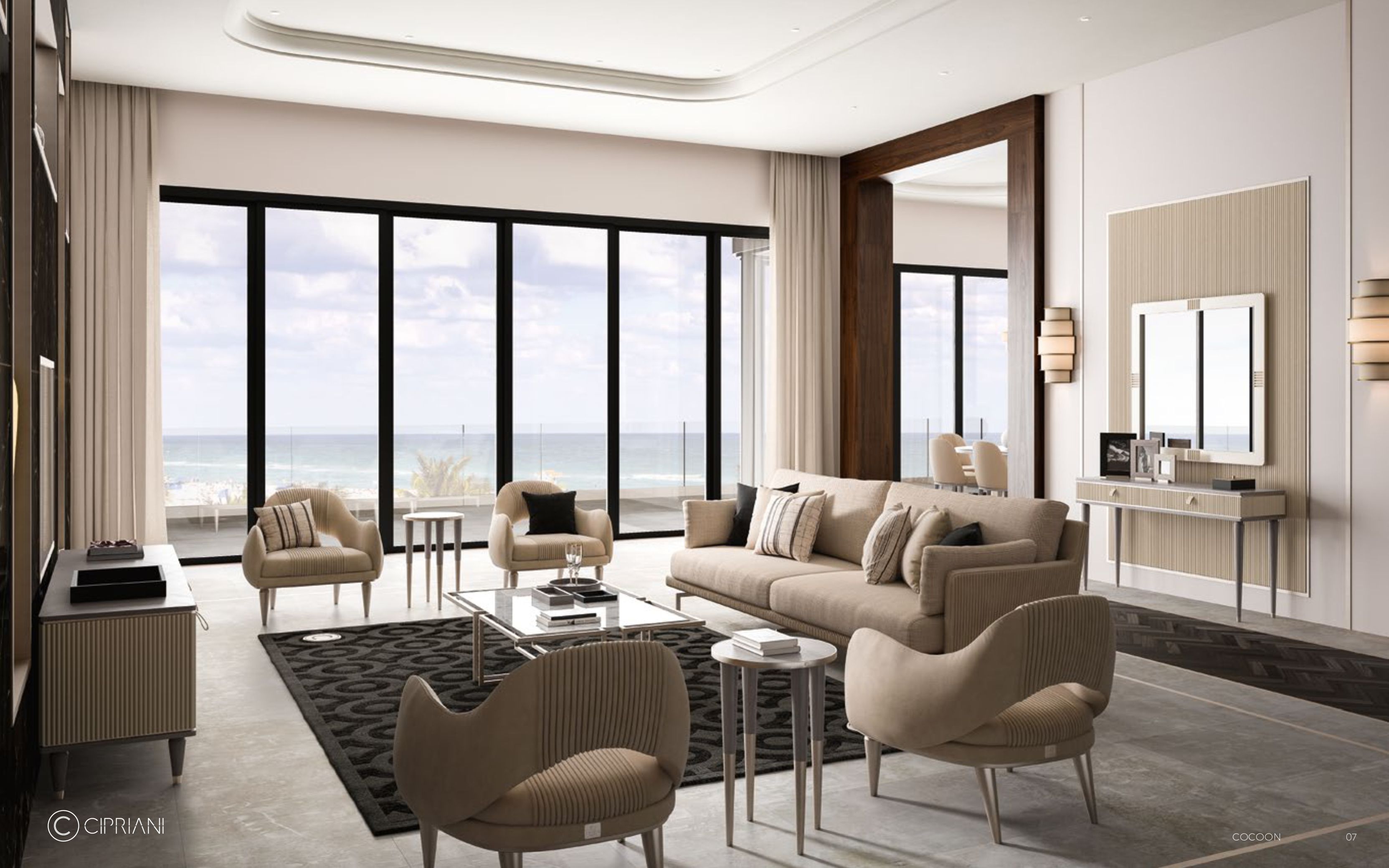 4-местный диван из нубука и ткани CPRN HOMOOD Cocoon ARCH-00113061 - Вид №1