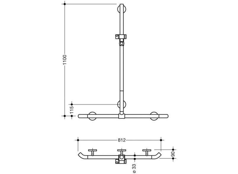 950.35.42091 Поручень для душа с выдвижным держателем для душа HEWI Greifen  - Вид №2