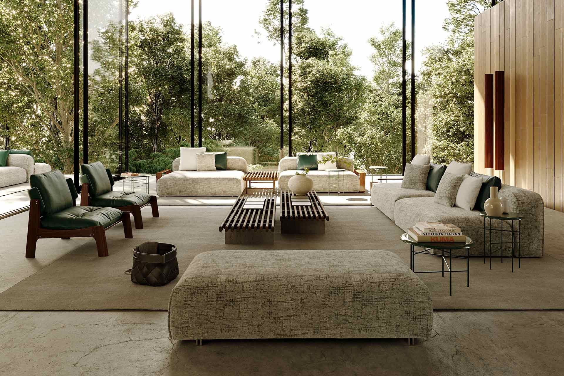 Низкий садовый столик из красного дерева и мрамора Exteta Panarea ARCH-00090767 - Вид №12