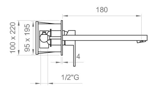 Настенный смеситель для раковины с пластиной Ercos Versilia Nero ARCH-00037740 - Вид №2
