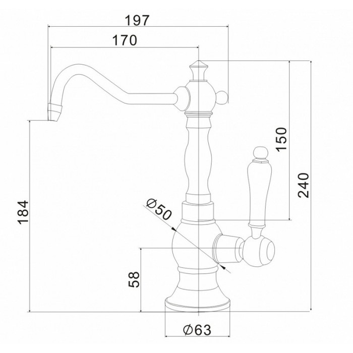 Zorg ZR 01 BR Кран под питьевую воду Смеситель для кухни Zorg 240 x 197 мм  - Вид №2