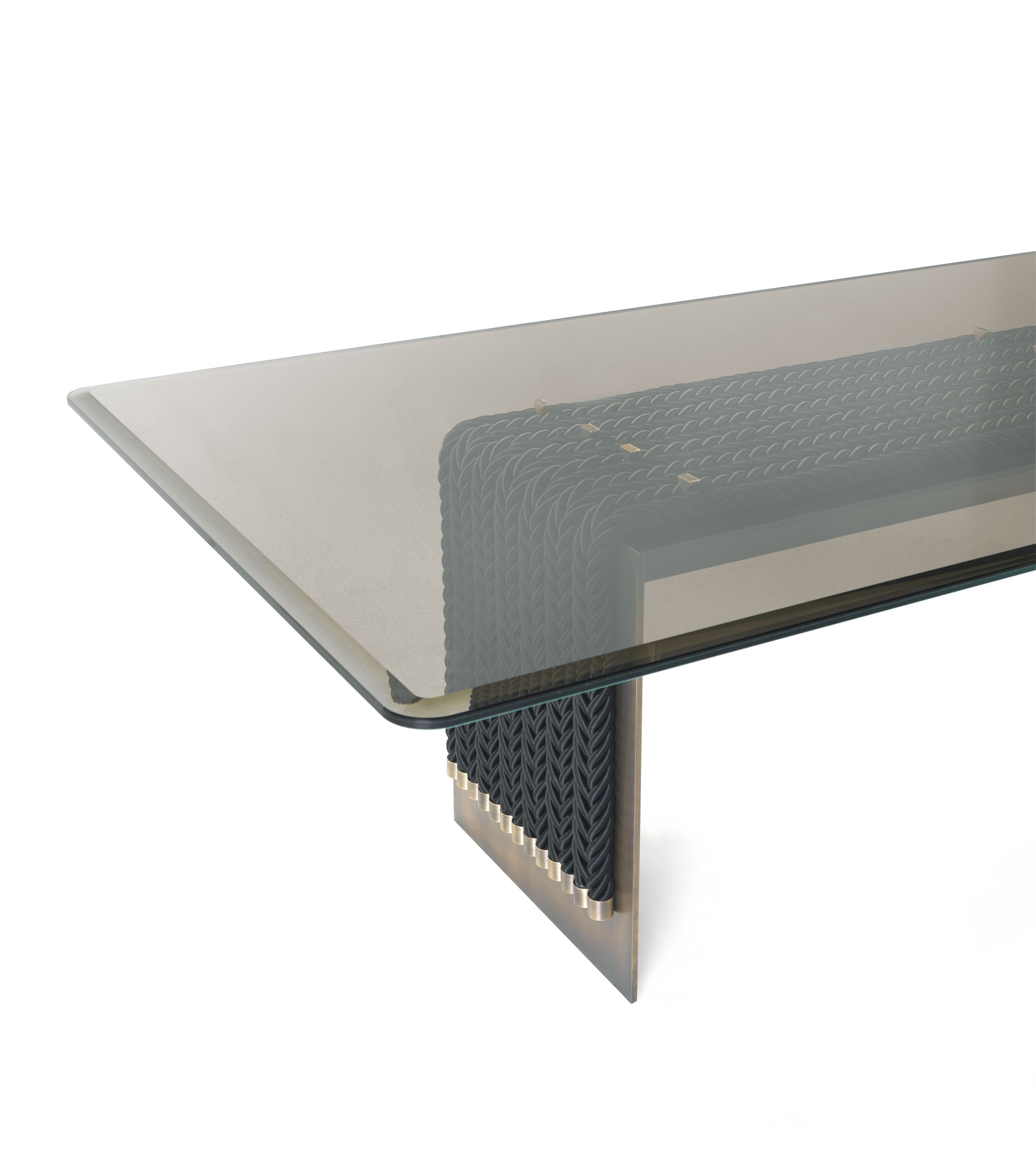 Прямоугольный обеденный стол из латуни и стекла Gianfranco Ferré Home Глазго ARCH-00065111 - Вид №3