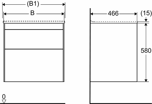 47448 IFO Sense тумба под умывальник с двумя выдвижными ящиками, W = 900 мм, W1 = 910 мм, мол. - Вид №12